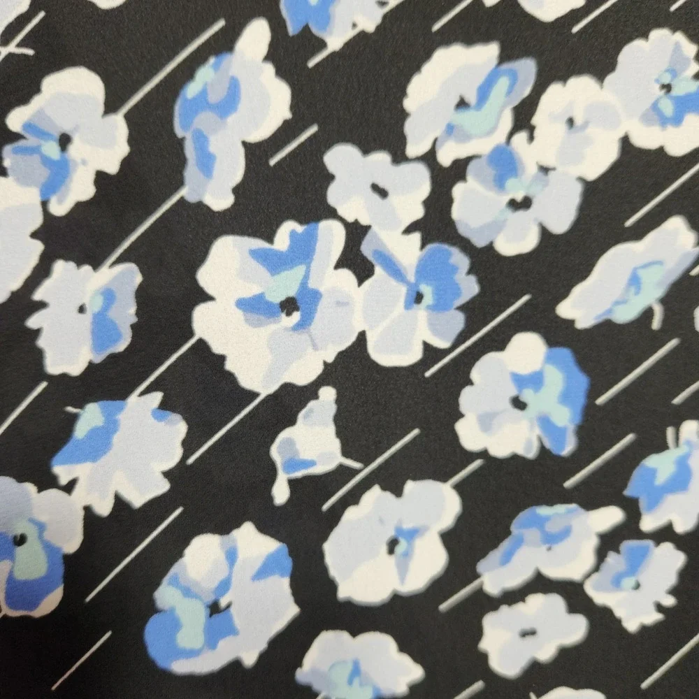 J. Crew Floral Print‎ Long Sleeve V-Neck Button Down Blouse Blue White Size 12